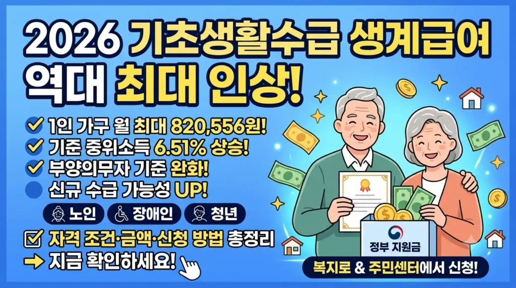 2026 기초생활수급 생계급여 총정리